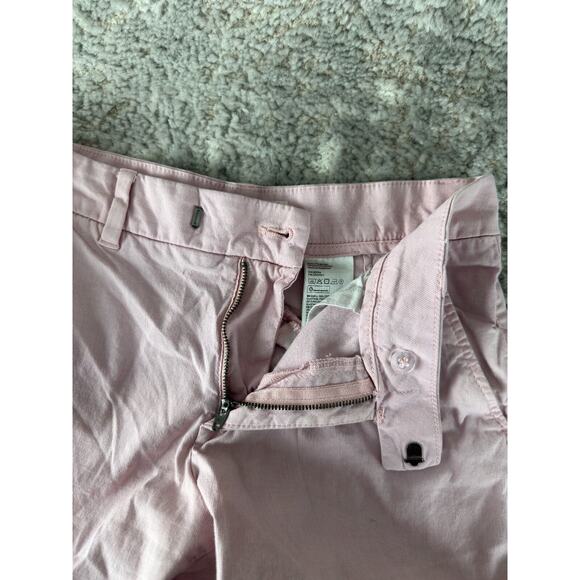 H&M LOGG Size 4 Flat Front Stretch Shorts Pink Button Zip Pocket Casual Cotton - Picture 5 of 8